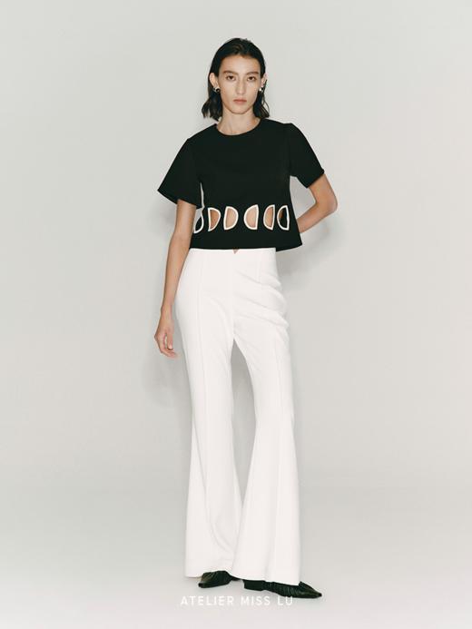 【夜色微明】几何镂空设计撞色拼接短袖 商品图0