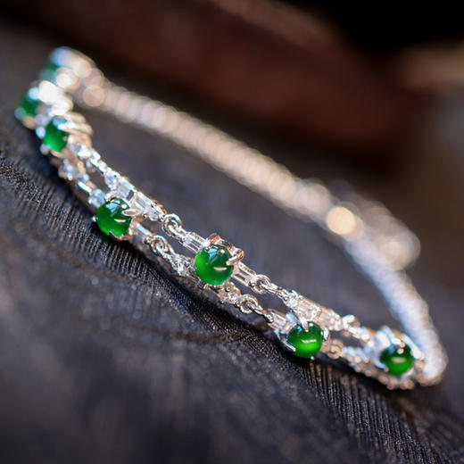 纯银镶嵌翡翠双层手链  CR 商品图3