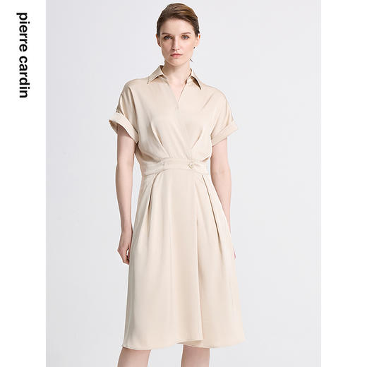 皮尔卡丹女装夏季新款通勤时尚都市双色短袖连衣裙C42DS12
 商品图0