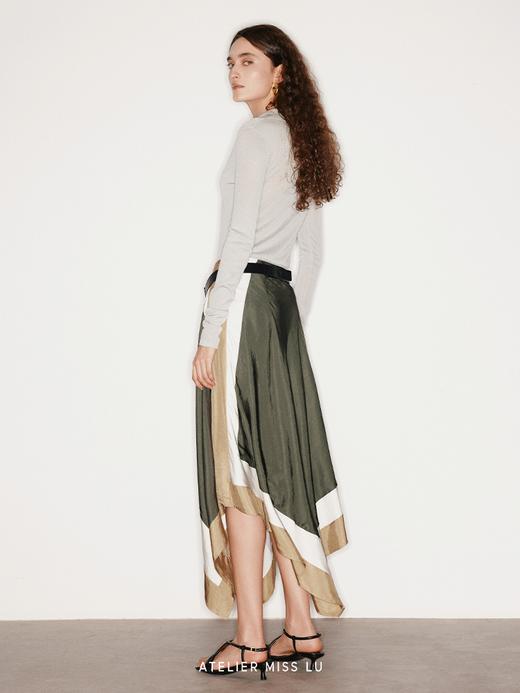 【吉普赛女郎】几何撞色印花不规则醋酸半裙 商品图1