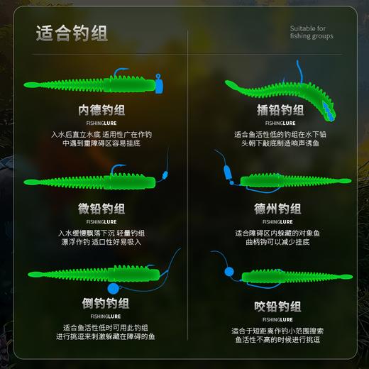 驯鱼高手反螺纹轻舞虫针尾软饵浮水鲈鱼鳜鱼鳟鱼翘嘴泥鳅假饵路亚 商品图3
