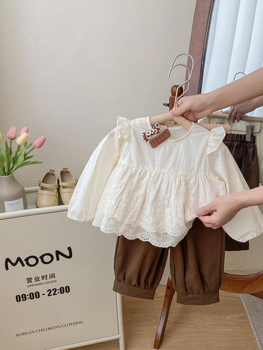【棉布刺绣长袖套装】女童春季套装2024新款儿童洋气时髦韩版宝宝春秋装休闲裤子两件套 商品图4
