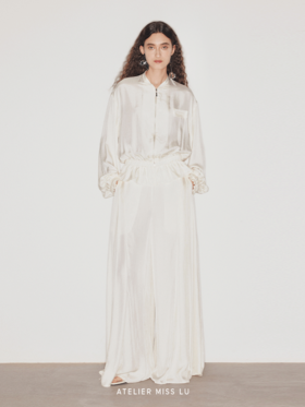 【海盐苏打】复古设计感拉链醋酸上衣