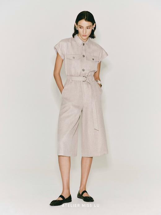 【日落沙滩】造型口袋收腰连体七分裤 商品图1