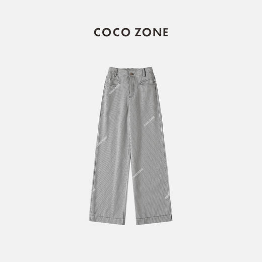 COCO ZONE 新款口袋线绳装饰时尚条纹休闲裤 23C29152 商品图0