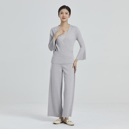 东黎 • 山羊绒女士春夏季精纺V领喇叭袖系带开衫 4218 商品图1