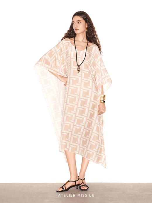 【风之谷】品牌定染印花立裁桑蚕丝连衣裙 商品图0