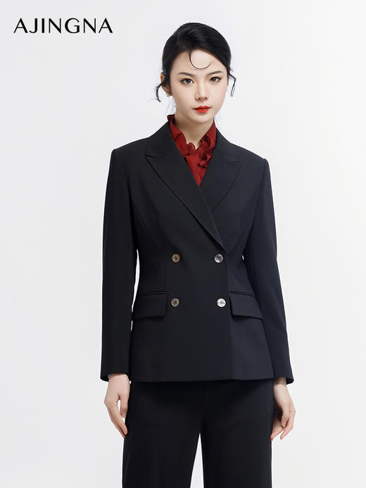 【商场同款】阿菁娜2024春季新款简约经典双排扣西服A29C108007 商品图1