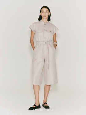 【日落沙滩】造型口袋收腰连体七分裤