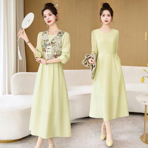 【预订·最迟6天发货】高级感套裙连衣裙女2024春夏新款复古国风马甲a字长裙两件套减龄 商品图1