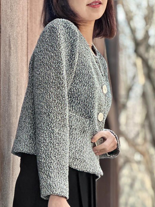 TYNVIE 圆领复古短外套-灰花呢 商品图7