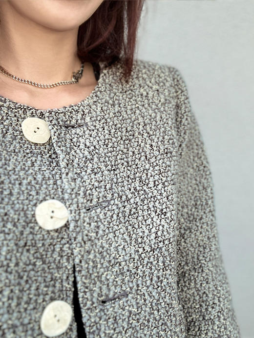 TYNVIE 圆领复古短外套-灰花呢 商品图9