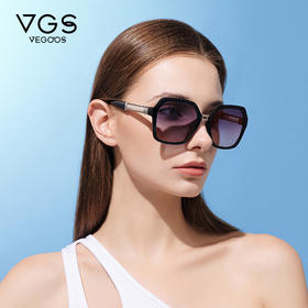 【分销】威古氏女士太阳镜偏光镜片方圆大框墨镜，辅以金属装饰，传递高级设计感