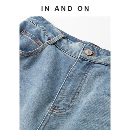 IN AND ON 牛轻氧桑蚕丝  复古水洗微阔牛仔裤 54221 商品图5