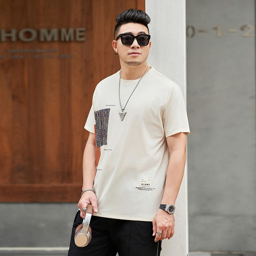 【新款DMH】大依优型大码男装圆领短袖T恤加肥加大休闲肥佬男上衣夏季半袖胖子潮款 商品图3