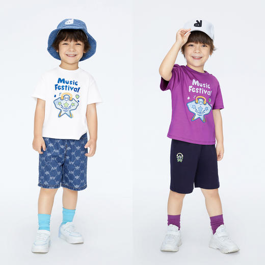 男童趣味全棉短袖T恤圆领夏季新款安奈儿童装实体店同款XB421675 商品图3