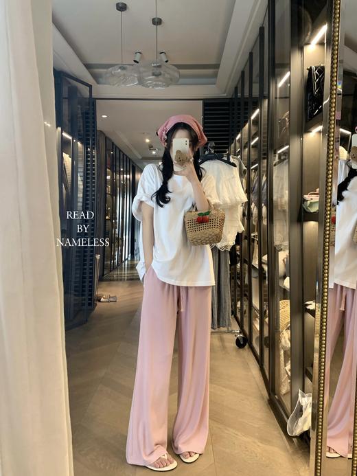 Read Nameless /慕斯羊绒薄款粉色套装裤子版 商品图1