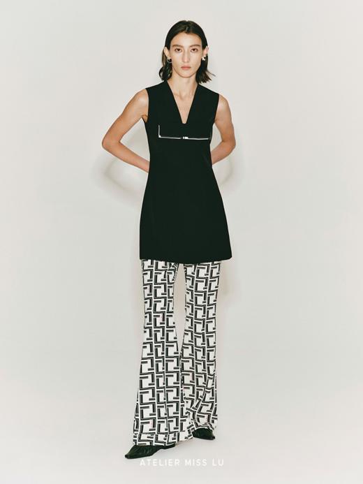 【午月夜】蝴蝶结撞色收腰A字无袖连衣裙 商品图1