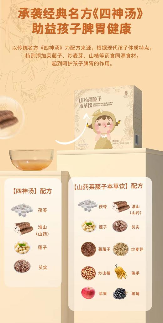 儿童护脾胃 山药莱菔子本草饮 药食同源 无添加 10支/盒 商品图3