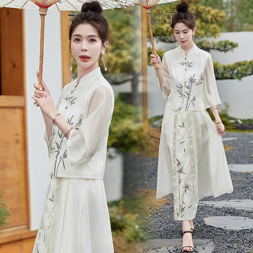 复古新中式，设计感重工上衣半身裙两件套HR-ZMFS24318 商品图1