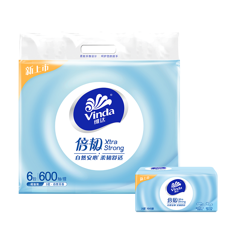 【积分】维达倍韧抽纸3层100抽6包