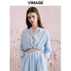 VIMAGE纬漫纪夏季新款时尚短款露脐蓝色衬衫V2109714 商品缩略图3