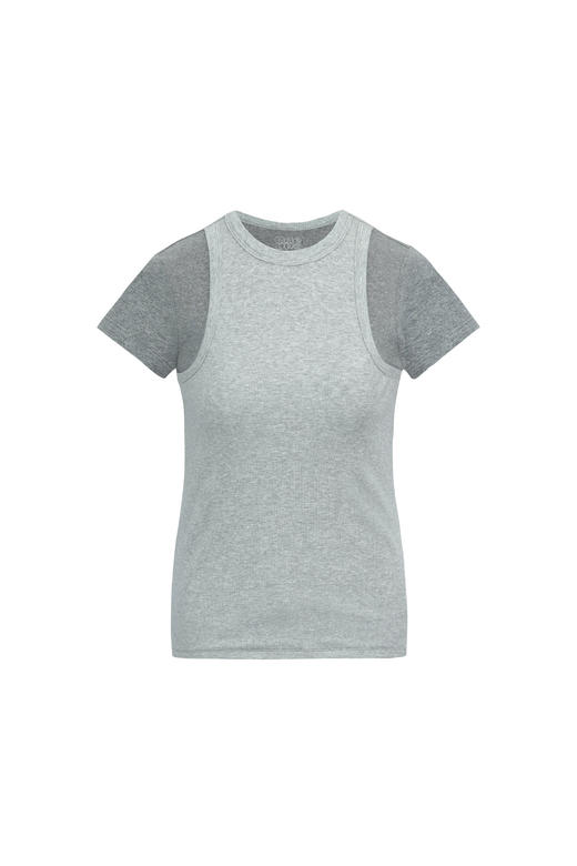 oneup假两件弹力短袖T恤 商品图5