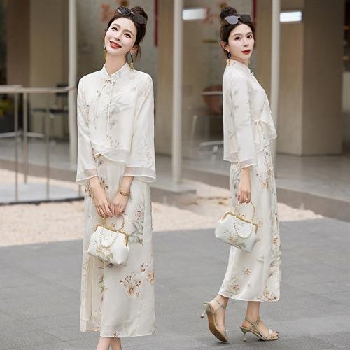 【预订·最迟6天发货】新中式国风连衣裙女装2023年春夏新款温柔复古减龄改良旗袍套装裙 商品图1