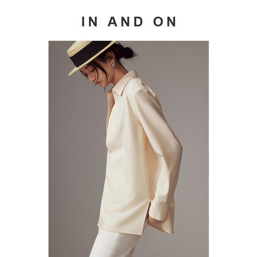 IN AND ON 新款 经典款叠穿神器 深V领长袖衬衫54136 商品图4
