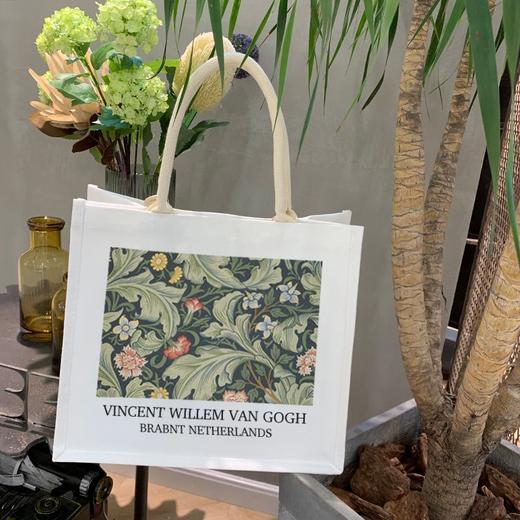 防水麻布袋女学生上课文艺帆布包包大容量梵高油画拉链手提袋定制 商品图3