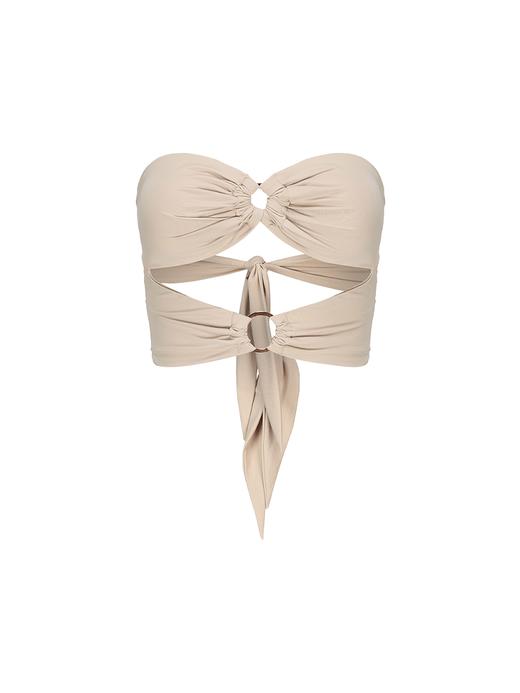 【澳白】金属圆环镂空设计弹力系带抹胸 商品图4