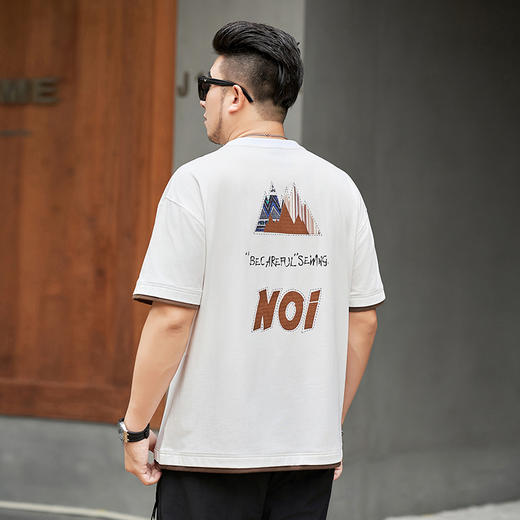 【新款DMH】大依优型大码男装前后印花圆领短袖T恤加肥加大休闲肥佬男上衣夏季半袖胖子潮款 商品图2