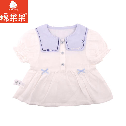棉果果夏季新品女童抽条巴厘纱翻领娃娃衫M222140224205 商品图1
