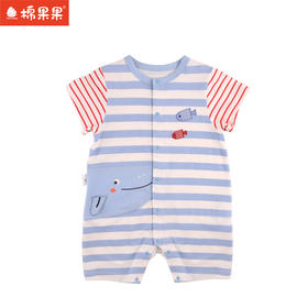 棉果果夏季新品男童纯棉条纹对开连体衣M212722224271