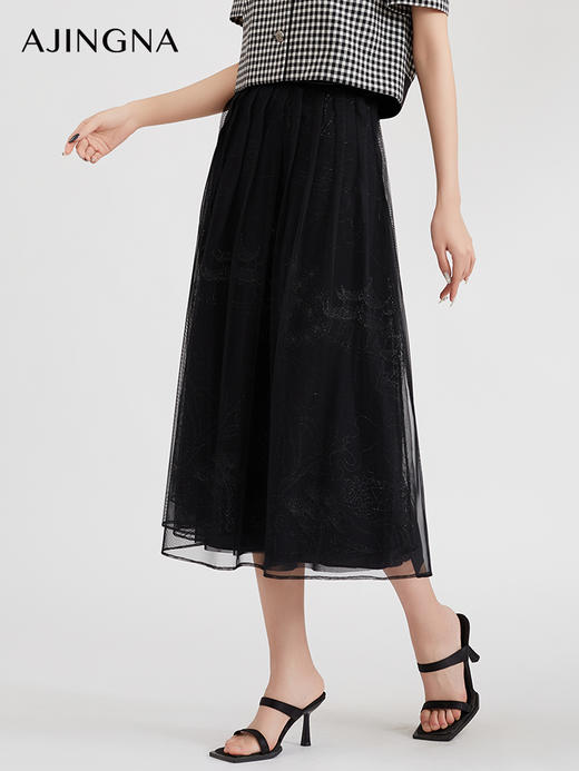 【商场同款】阿菁娜春季新款刺绣A摆半裙A29C113017 商品图3