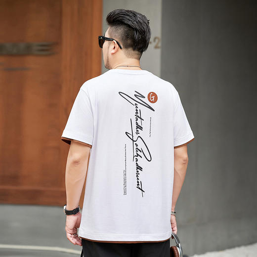 【Q】【新款DMH】大依优型大码男装前后印花圆领短袖T恤加肥加大休闲肥佬男上衣夏季半袖胖子潮款 商品图3