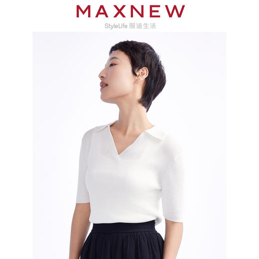 【毛衫】女装亲肤透气V领polo套衫 1N2222503 商品图1