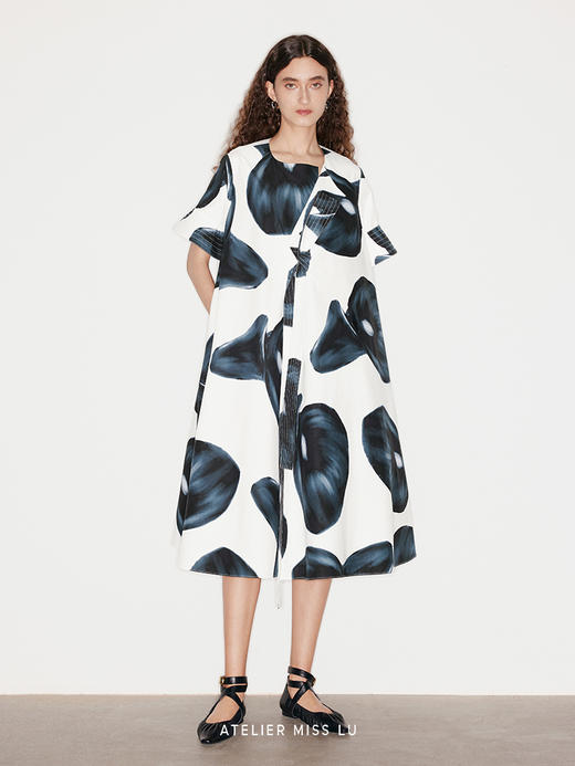 【夏日特调】品牌定染马蹄莲印花廓形连衣裙 商品图0