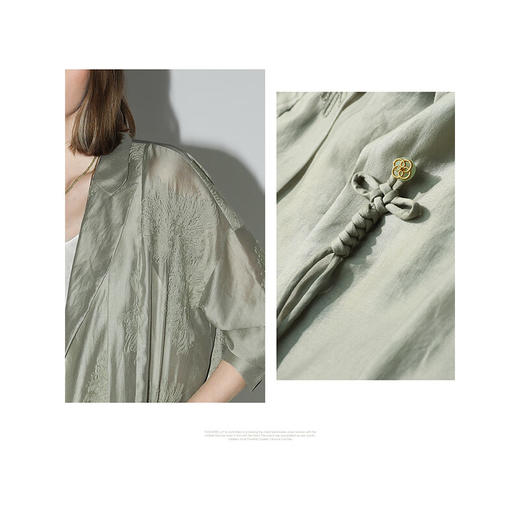 COCOBELLA国风刺绣莱赛尔西装薄荷曼波薄款假两件外套SI3025 商品图2