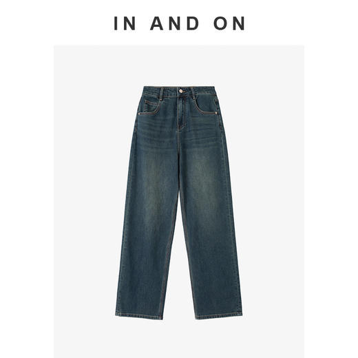 IN AND ON 牛轻氧桑蚕丝  复古水洗微阔牛仔裤 54221 商品图2