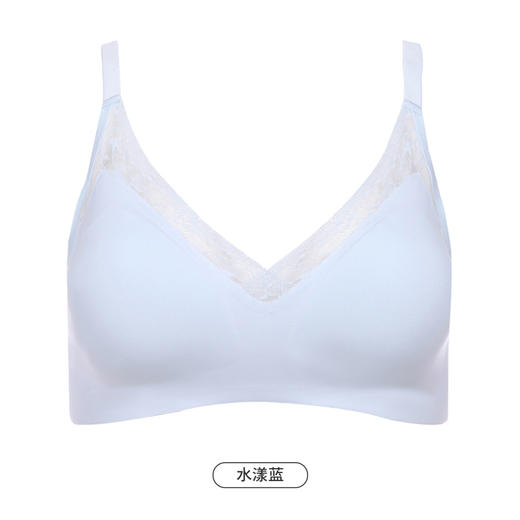 都市丽人Vbra内衣浪漫蕾丝边内衣女泳布文胸无尺码3/4杯薄款无钢圈二排扣LB46K8 商品图11