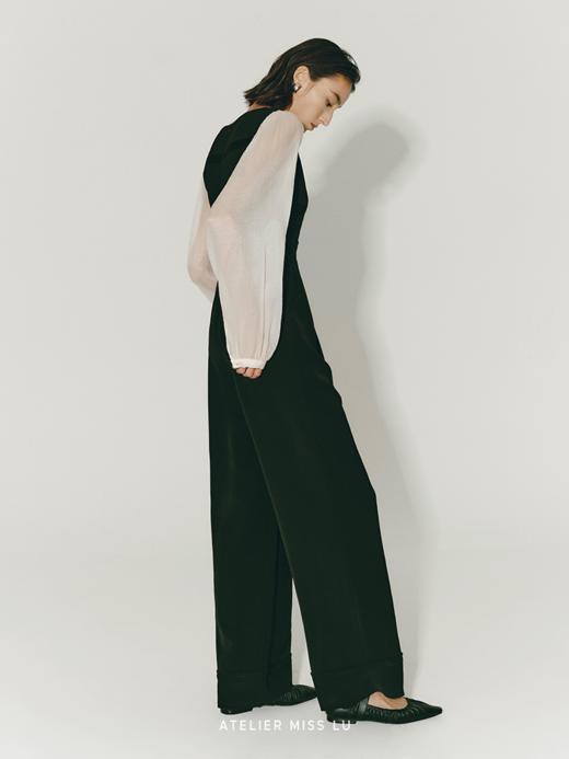 【夏夜晚风】缠绕线条纱袖收腰连体裤 商品图3