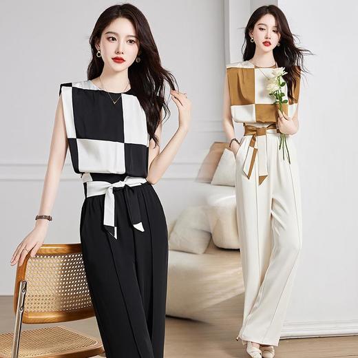 【预订·最迟6天发货】套装夏装轻熟风2024新款女装夏季时尚气质高端无袖小衫裤子两件套 商品图0