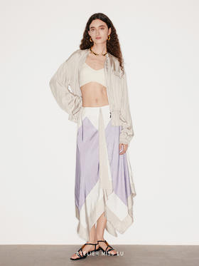 【清晨薄雾】复古设计感拉链醋酸上衣