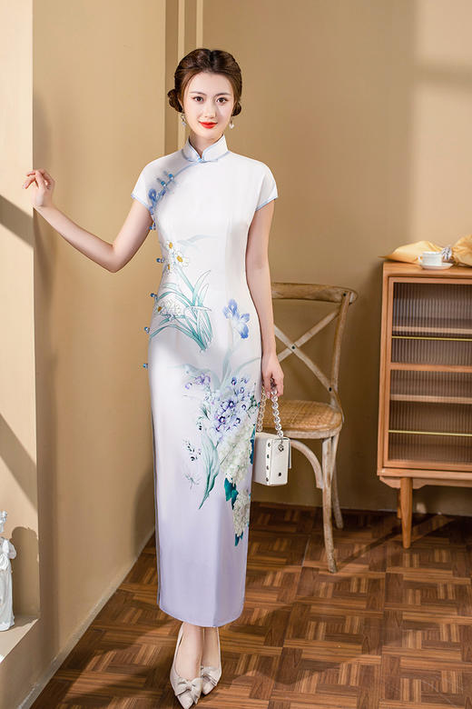 复古新中式改良旗袍气质名媛简约修身YM8058 商品图0