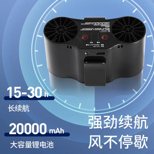 挂腰风扇制冷随身空调挂脖小风扇工地工作超大风力大容量充电风扇 商品图2
