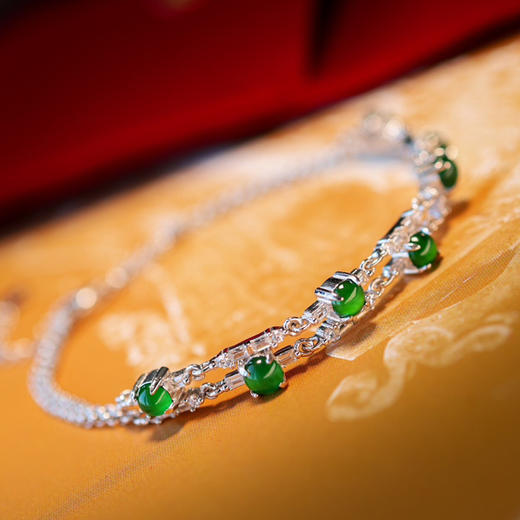 纯银镶嵌翡翠双层手链  CR 商品图4