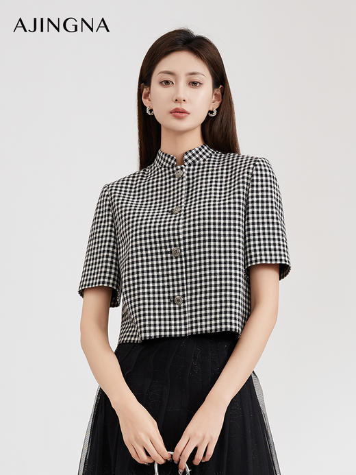 【商场同款】阿菁娜2024春季新款优雅简约立领外套A29C107011 商品图4