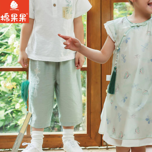 棉果果夏季新品纯棉竹节棉男童国风七分裤M212201224257 商品图0