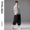 PINLI品立夏季新款暗纹短袖休闲衬衫男士潮牌宽松连肩袖衬衣B242113050 商品缩略图1